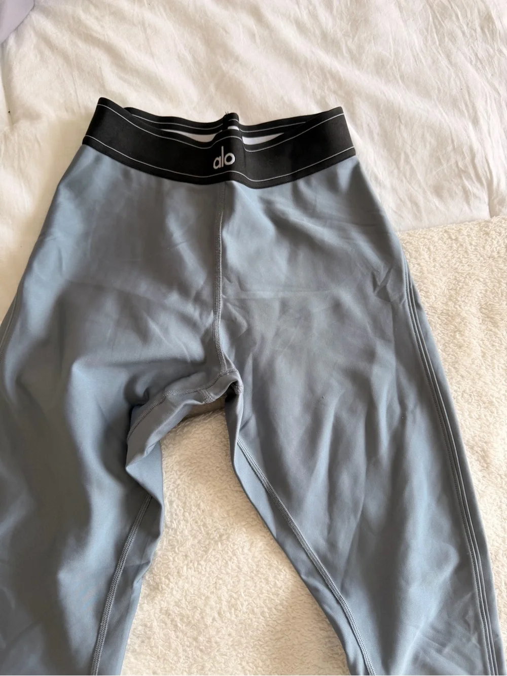 ALO Yoga Gray Leggings with Black Waistband